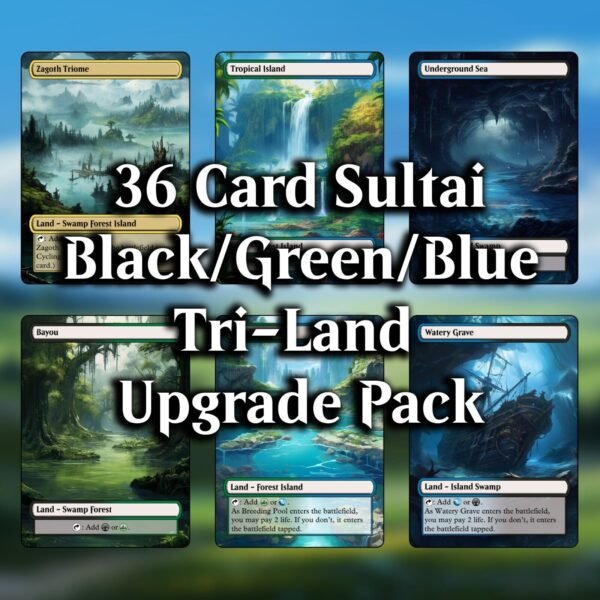 Sultai Dual/Tri-Land MTG Pack - 36 Black/Green/Blue Lands for Casual and Commander