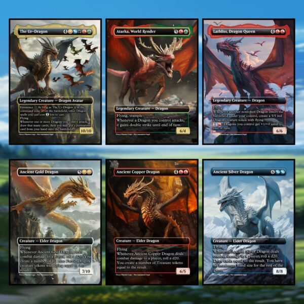 Dragon Super Upgrade MTG Proxy Pack - 18 Custom Cards for Commander - Clear Frame - Includes Ur-Dragon -Proxy Dragon Proxies Dragon Upgrade - Image 2