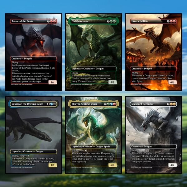 Dragon Super Upgrade MTG Proxy Pack - 18 Custom Cards for Commander - Clear Frame - Includes Ur-Dragon -Proxy Dragon Proxies Dragon Upgrade - Image 4