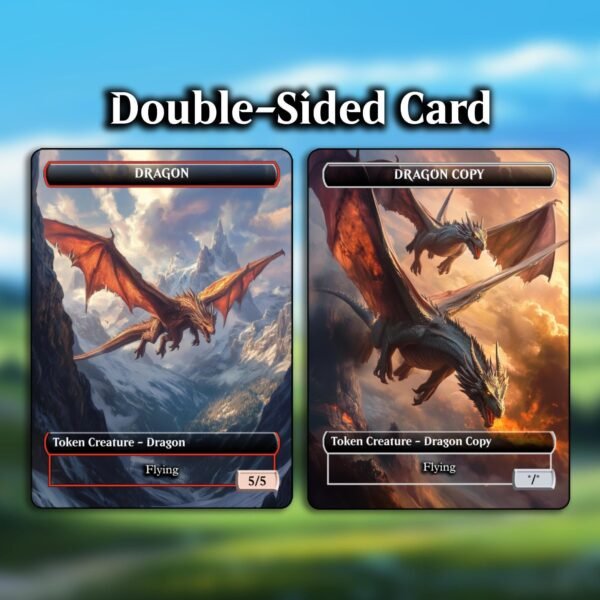 5/5 Dragon Token MTG - Flying 5/5 - Dragon Copy - Double-Sided Token