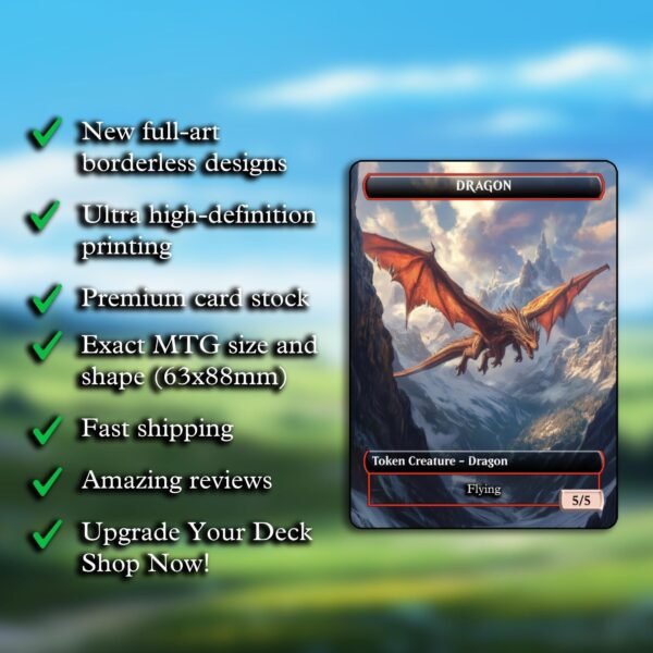 5/5 Dragon Token MTG - Flying 5/5 - Dragon Copy - Double-Sided Token - Image 2