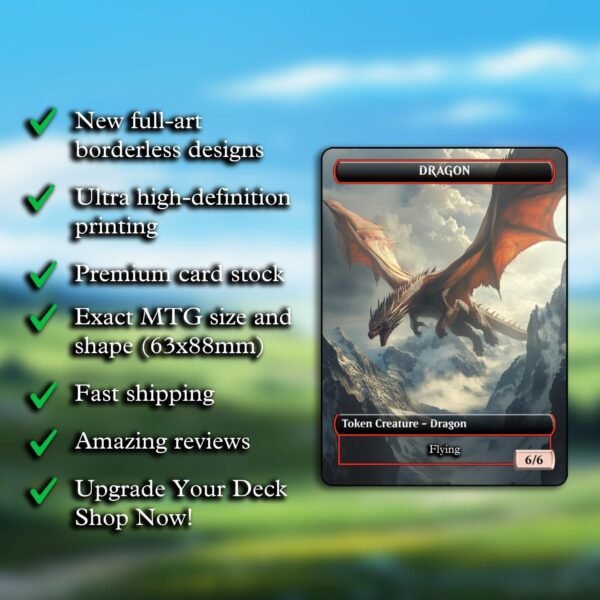 6/6 Dragon Token MTG - Flying 6/6 - Dragon Copy - Double-Sided Token - Image 2