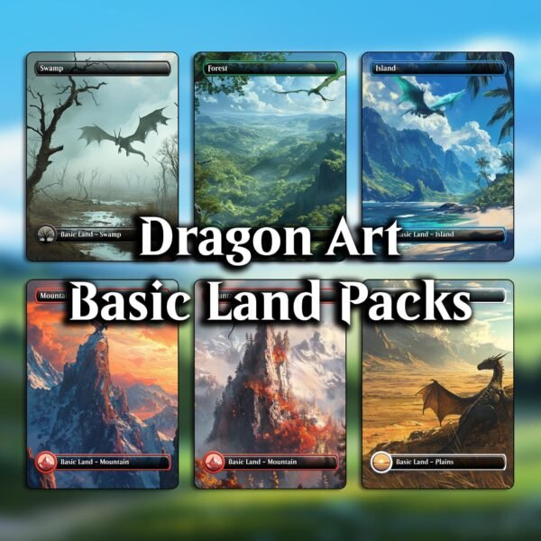 Dragon Art Basic Land Pack - 18 Card Dragon-Themed Basic Lands for Commander