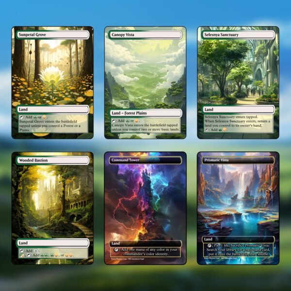 Selesnya (green and white) dual land mtg proxy pack - 18 custom game cards for commander - mtg dual land proxies - 7 fetch lands - Image 3
