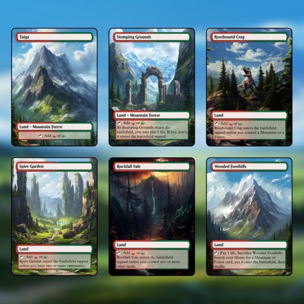 Gruul (Red/Green) Dual Land MTG Proxy Pack - 18 Cards - 7 Fetch Lands - Image 2