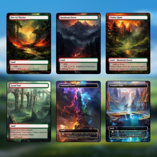 Gruul (Red/Green) Dual Land MTG Proxy Pack - 18 Cards - 7 Fetch Lands - Image 3
