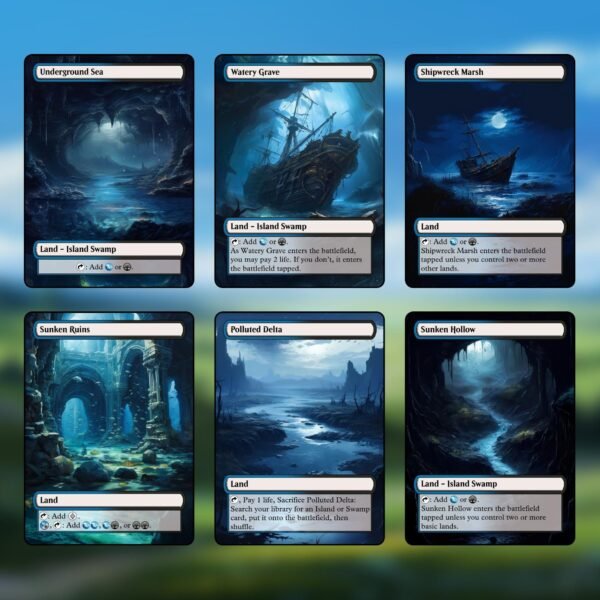 Dimir (Blue/Black) Dual Land MTG Proxy Pack - 18 Cards - 7 Fetch Lands - Image 2