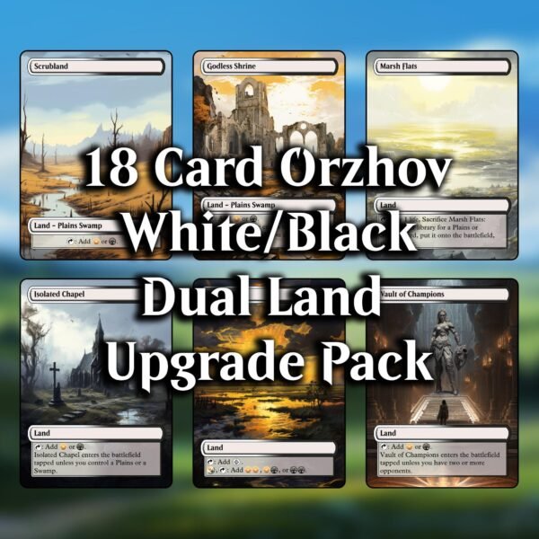 Orzhov (white and black) dual land mtg proxy pack - 18 custom game cards for commander - mtg dual land proxies - 7 fetch lands