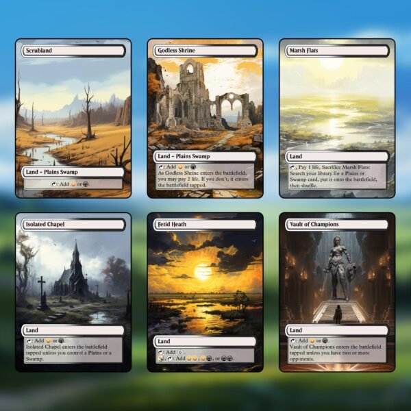 Orzhov (white and black) dual land mtg proxy pack - 18 custom game cards for commander - mtg dual land proxies - 7 fetch lands - Image 2