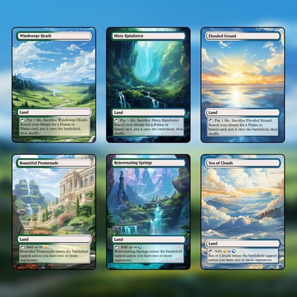 Bant (green/white/blue) mtg proxy dual land pack - 36 custom cards for commander - mtg dual land proxy tri land proxies - 6 fetch lands - Image 3