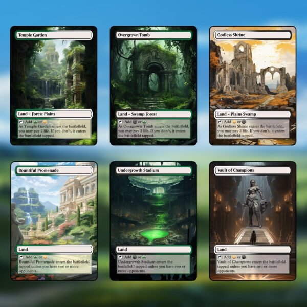 Abzan (White/Black/Green) MTG Proxy Dual Land Pack - 36 Custom Cards for Commander - MTG Dual Land Proxy Tri Land Proxies - 6 Fetch Lands - Image 3