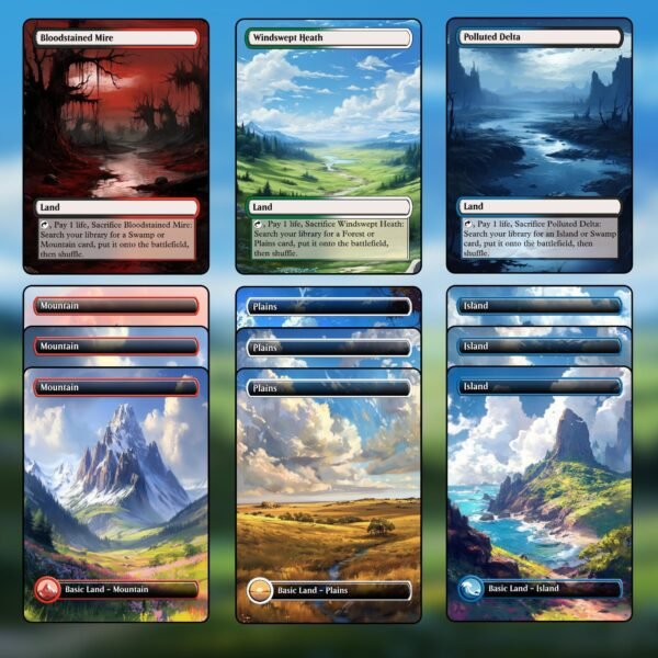 Jeskai (Red/White/Blue) MTG Proxy Dual Land Pack - 36 Custom Cards for Commander - 6 Fetch Lands - Image 6
