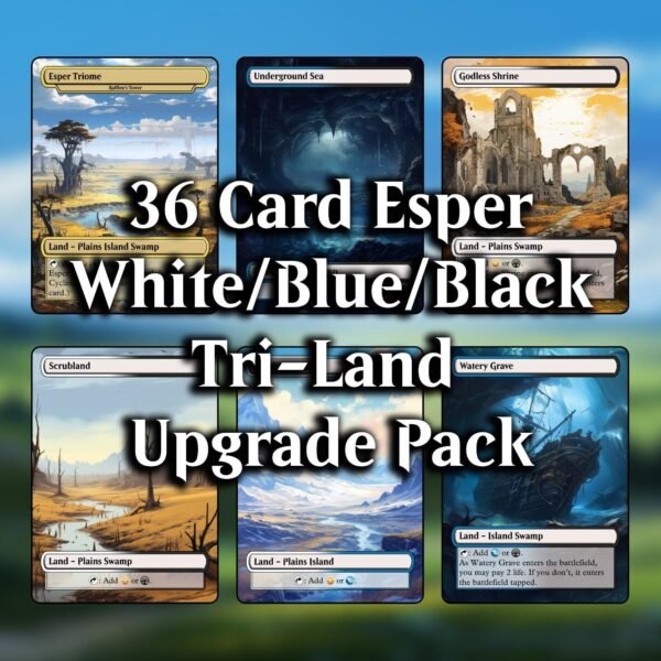 Esper (Black/White/Blue) MTG Proxy Dual Land Pack - 36 Cards - 6 Fetch Lands