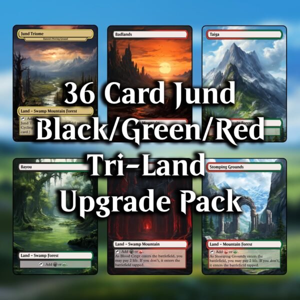 Jund (Black/Red/Green) MTG Proxy Dual Land Pack - 36 Custom Cards for Commander - 6 Fetch Lands
