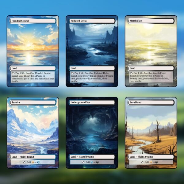 Esper (Black/White/Blue) MTG Proxy Dual Land Pack - 36 Cards - 6 Fetch Lands - Image 2