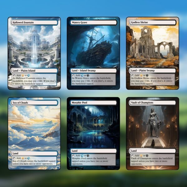 Esper (Black/White/Blue) MTG Proxy Dual Land Pack - 36 Cards - 6 Fetch Lands - Image 3