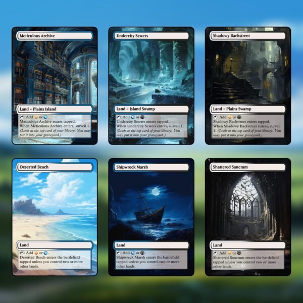 Esper (Black/White/Blue) MTG Proxy Dual Land Pack - 36 Cards - 6 Fetch Lands - Image 4
