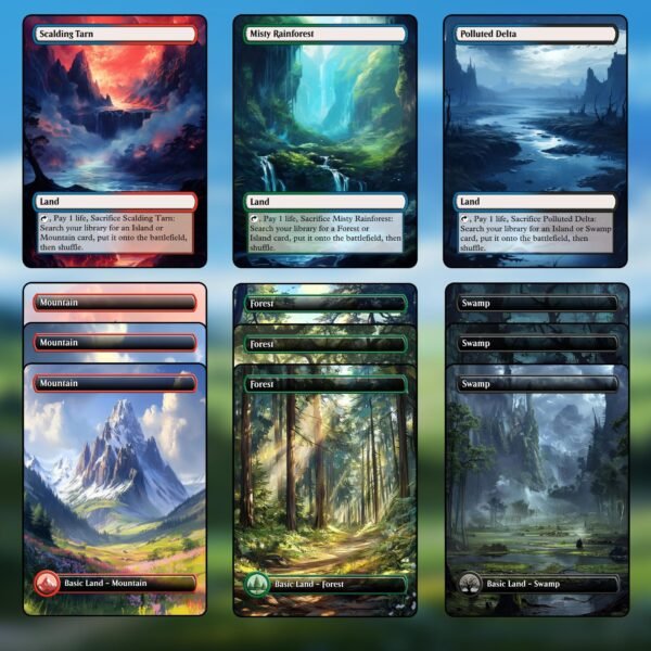 Jund (Black/Red/Green) MTG Proxy Dual Land Pack - 36 Custom Cards for Commander - 6 Fetch Lands - Image 6