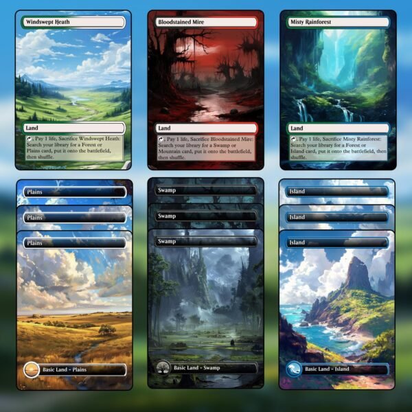 Esper (Black/White/Blue) MTG Proxy Dual Land Pack - 36 Cards - 6 Fetch Lands - Image 6
