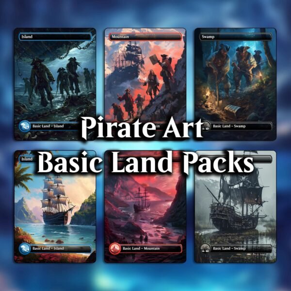 Pirate Art Basic Land Pack - 18 Pirate-Themed Basic Lands for Commander