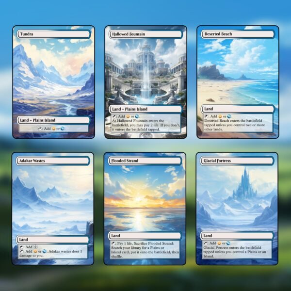 Azorius (Blue and White) Dual Land MTG Proxy Pack - 18 Custom Game Cards for Commander - MTG Dual land proxies - 7 Fetch Lands - Image 2
