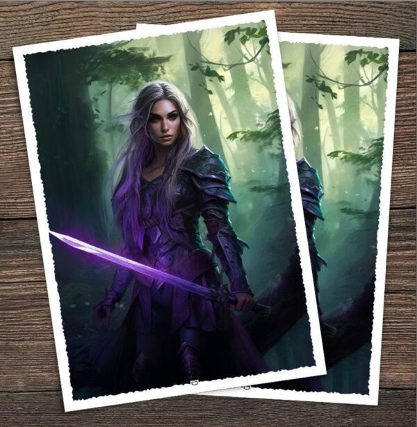 Elf warrior sleeves - 100pk custom art sleeves for magic and other card games - perfect for lathril mtg decks - torn border