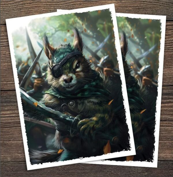 Squirrel General 100pk Custom Art Sleeves for Magic and other Card Games - Compatible with Chatterfang Sleeves - Torn Border