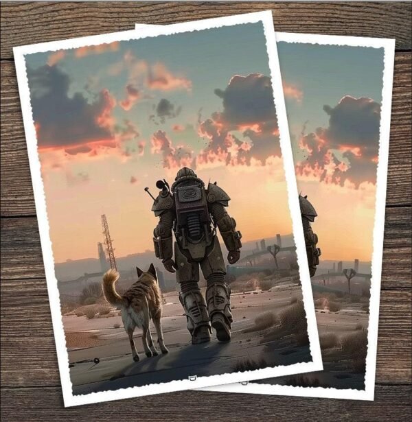 Fallout inspired custom card game sleeves - armor suit and dog - custom printed sleeves 100pk for magic and card games